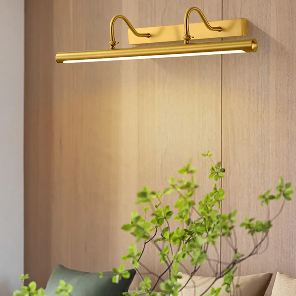 Elegant Gold Straight Linear Vanity Mirror Light Image - 5