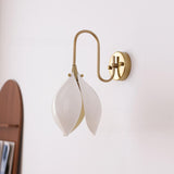 Elegant Gold Tulip Shaped White Ceramics Wall Sconce Image - 1