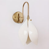 Elegant Gold Tulip Shaped White Ceramics Wall Sconce Image - 10