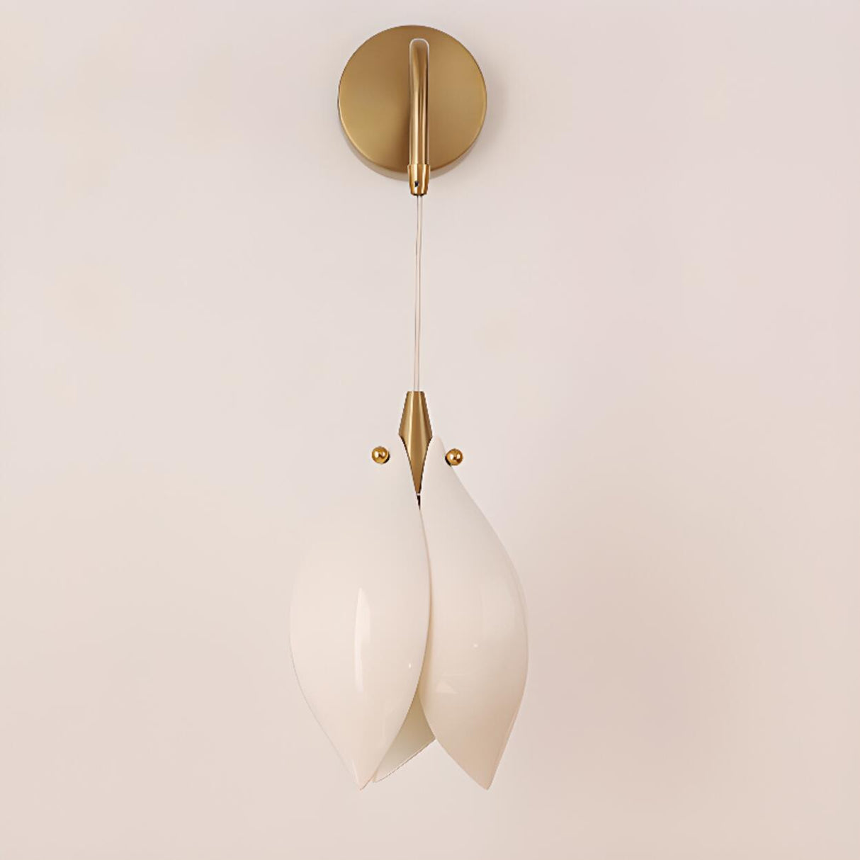 Elegant Gold Tulip Shaped White Ceramics Wall Sconce Image - 13