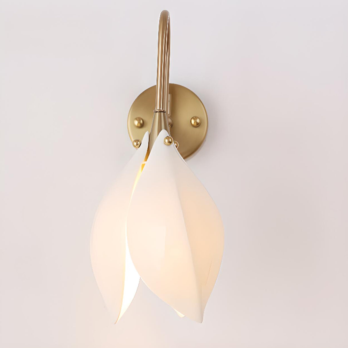 Elegant Gold Tulip Shaped White Ceramics Wall Sconce Image - 14