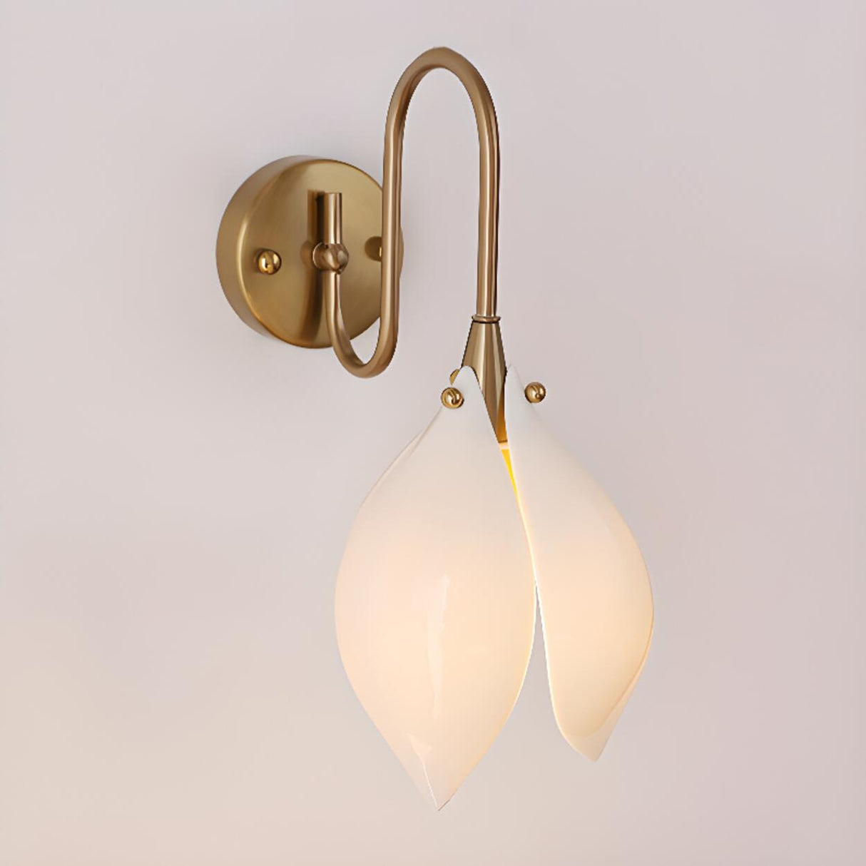 Elegant Gold Tulip Shaped White Ceramics Wall Sconce Image - 15