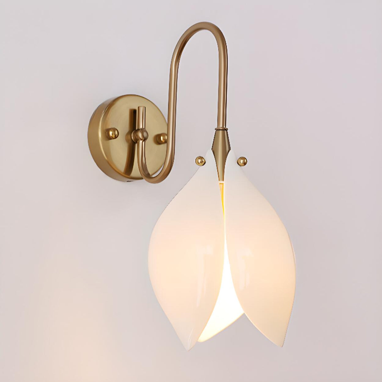 Elegant Gold Tulip Shaped White Ceramics Wall Sconce Image - 16