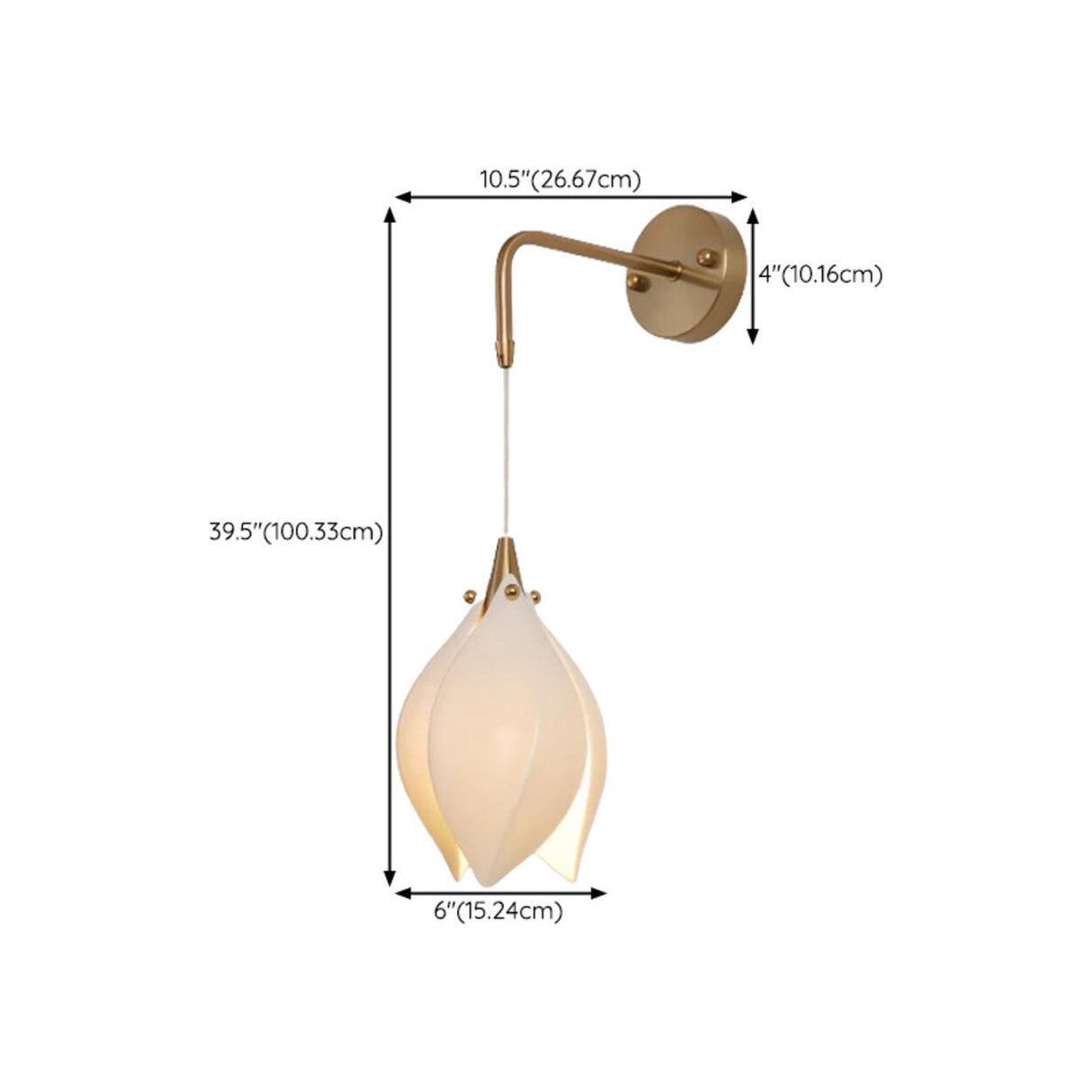 Elegant Gold Tulip Shaped White Ceramics Wall Sconce 