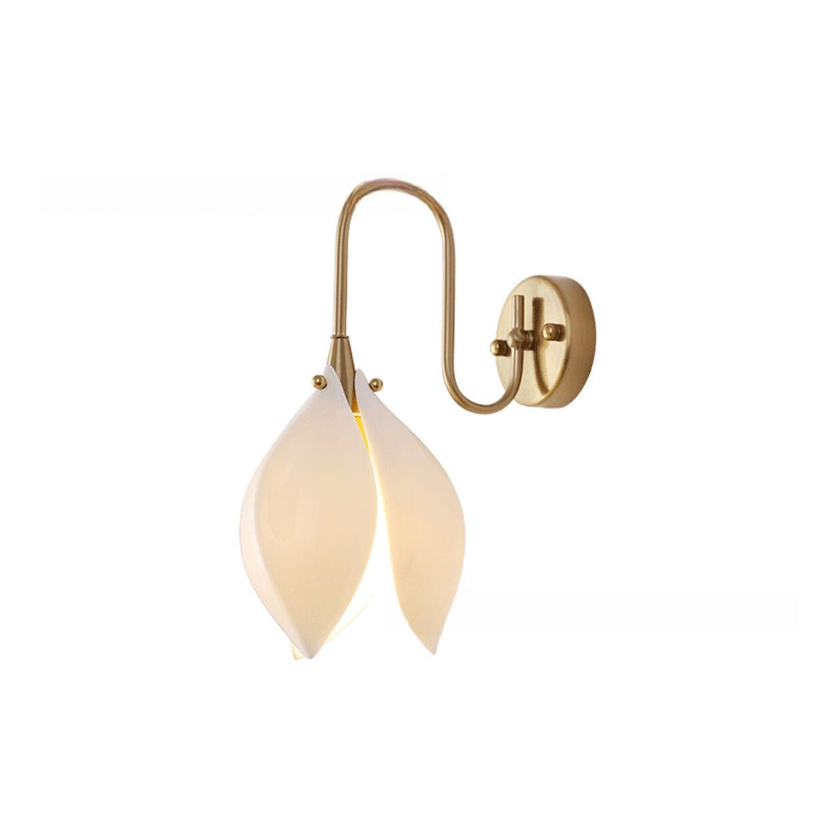 Elegant Gold Tulip Shaped White Ceramics Wall Sconce Image - 5