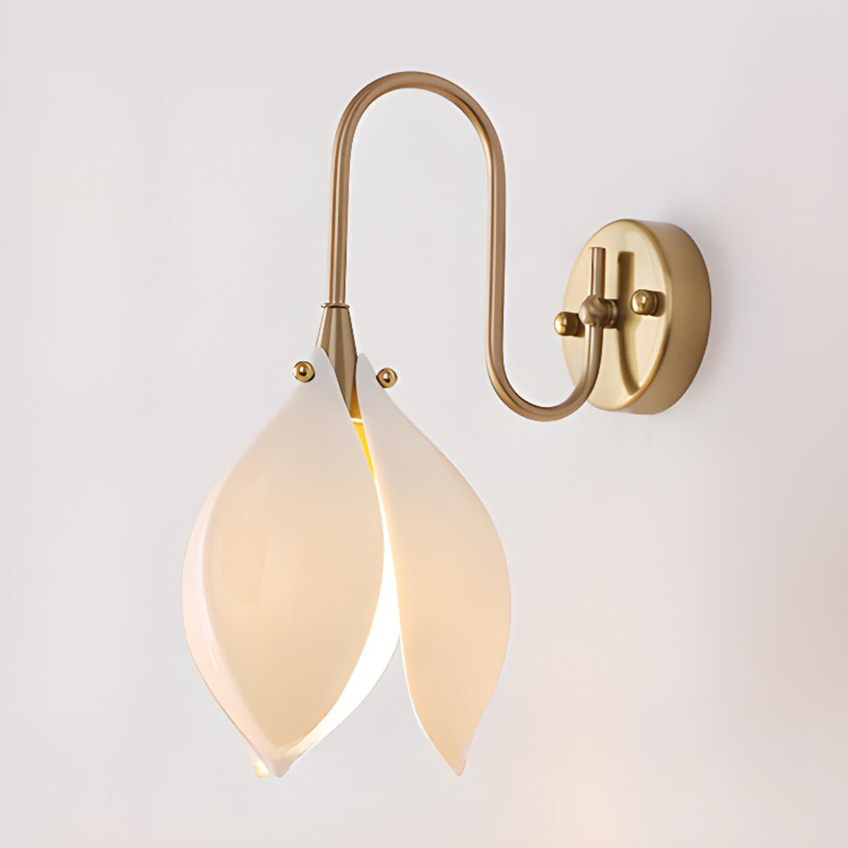 Elegant Gold Tulip Shaped White Ceramics Wall Sconce Image - 6