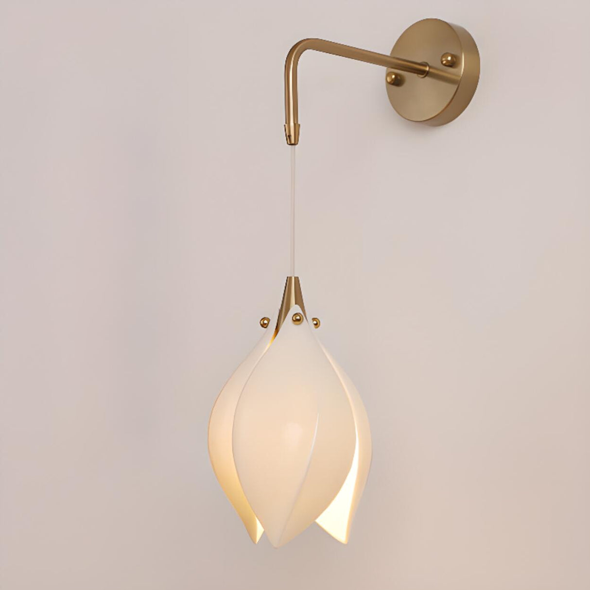 Elegant Gold Tulip Shaped White Ceramics Wall Sconce Image - 7