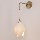 Elegant Gold Tulip Shaped White Ceramics Wall Sconce Image - 7