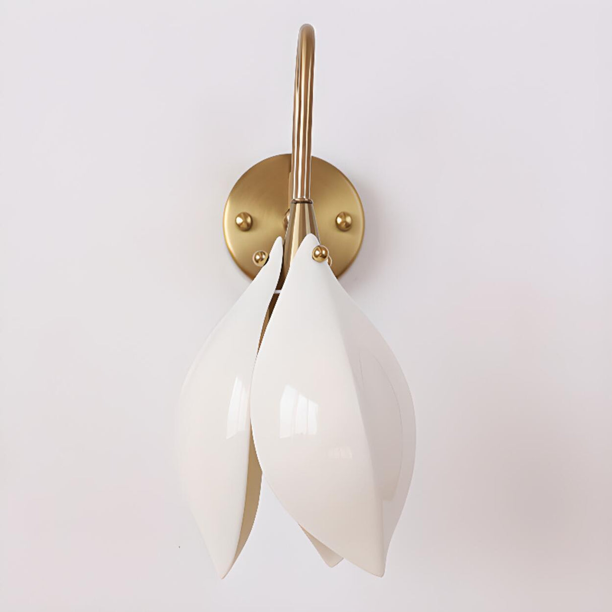 Elegant Gold Tulip Shaped White Ceramics Wall Sconce Image - 9