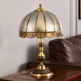 Elegant Gold Umbrella Glass Shade Brass Dome Table Lamp Image - 4