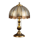 Elegant Gold Umbrella Glass Shade Brass Dome Table Lamp Image - 6