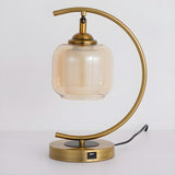 Elegant Golden Curved Clear Glass Shade Table Lamp Image - 8