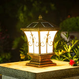 Elegant Golden Solar Copper Outdoor Lantern Table Lamp Image - 1