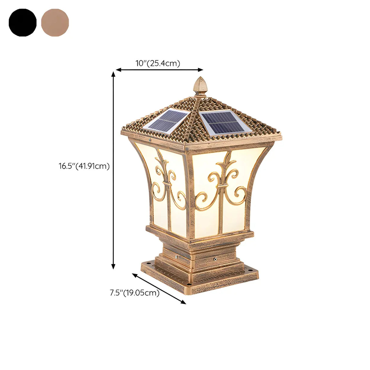 Elegant Golden Solar Copper Outdoor Lantern Table Lamp Image - 14