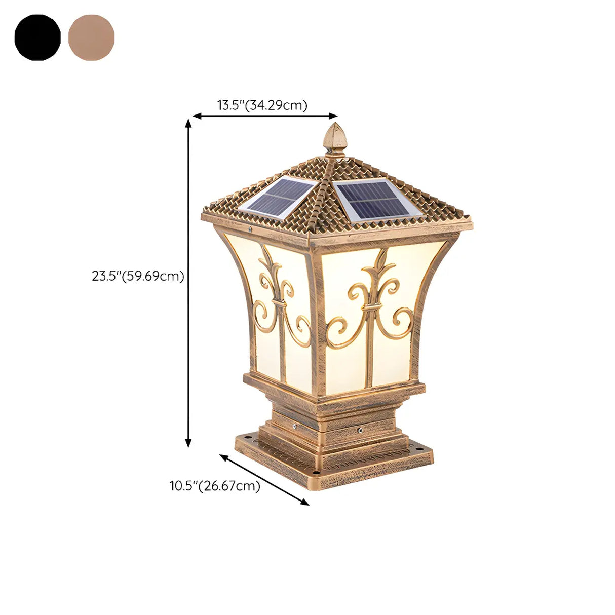 Elegant Golden Solar Copper Outdoor Lantern Table Lamp Image - 16