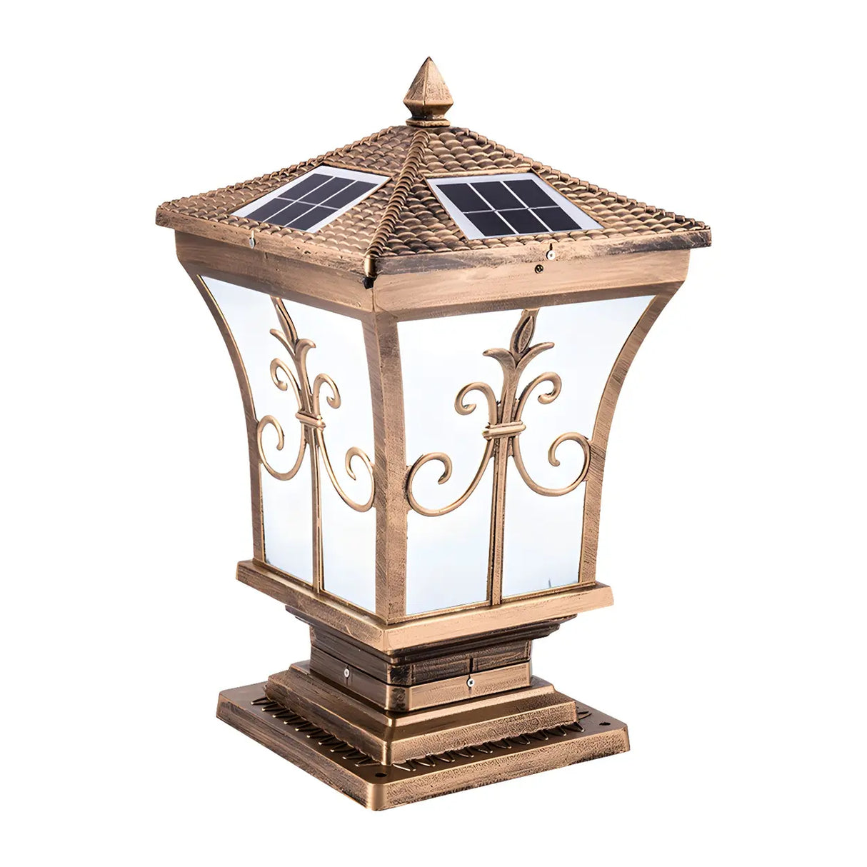 Elegant Golden Solar Copper Outdoor Lantern Table Lamp Image - 7