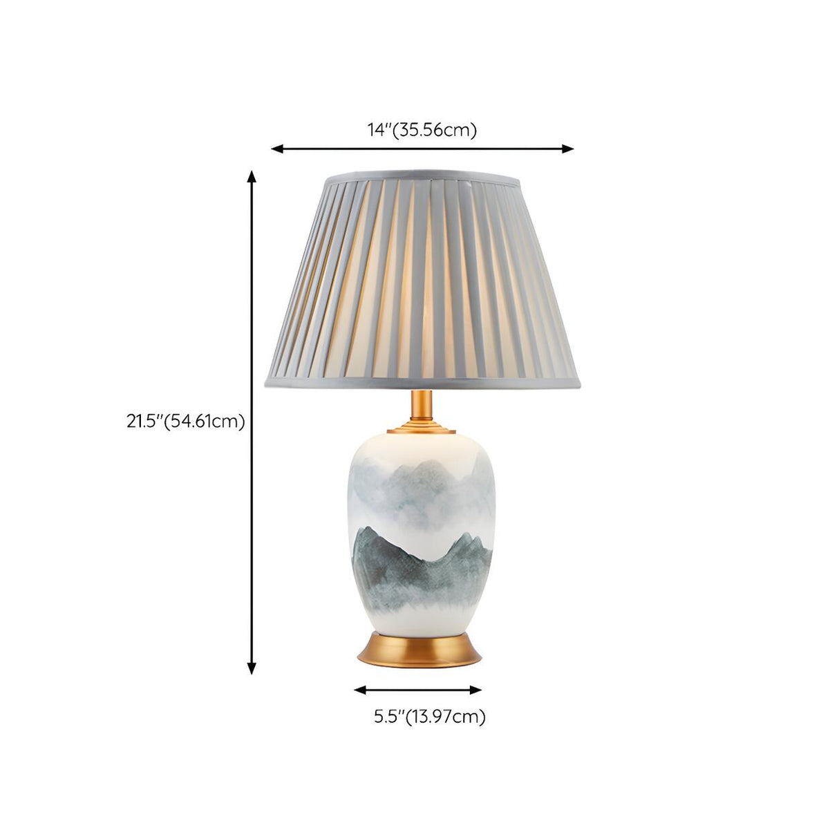 Elegant Gray Fabric Shade Ceramic Vase Base Table Lamp 