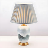 Elegant Gray Fabric Shade Ceramic Vase Base Table Lamp Image - 7