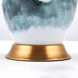 Elegant Gray Fabric Shade Ceramic Vase Base Table Lamp Image - 9