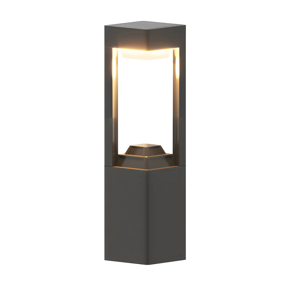 Elegant Gray Modern Cube Metal Outdoor Floor Table Lamp Image - 6