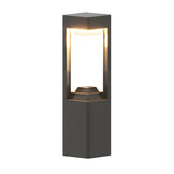 Elegant Gray Modern Cube Metal Outdoor Floor Table Lamp Image - 6