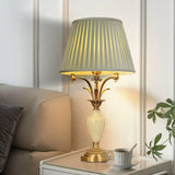 Elegant Green Fabric Shade Vase Base Bedside Table Lamp Image - 12