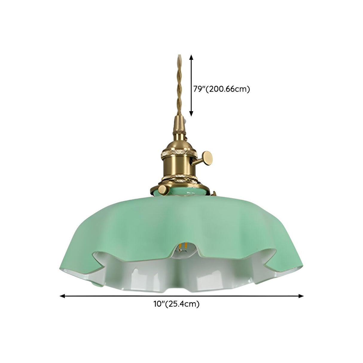 Elegant Green Glass Flower Brass Bedroom Pendant Light 