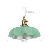 Elegant Green Glass Flower Brass Bedroom Pendant Light #size