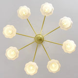 Elegant Green Petal Floral Round Ceiling Chandelier Image - 11