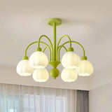 Elegant Green Petal Floral Round Ceiling Chandelier Image - 2