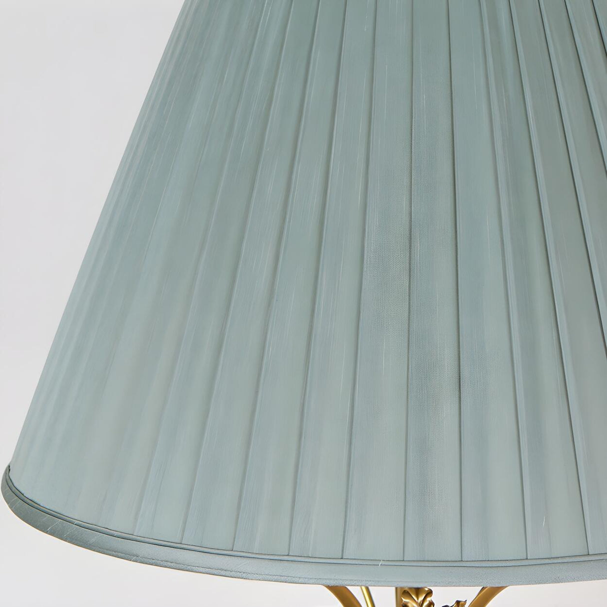 Elegant Green Pleated Shade and Gold Floor Lamp Image - 3