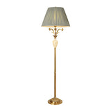 Elegant Green Pleated Shade and Gold Floor Lamp Image - 5