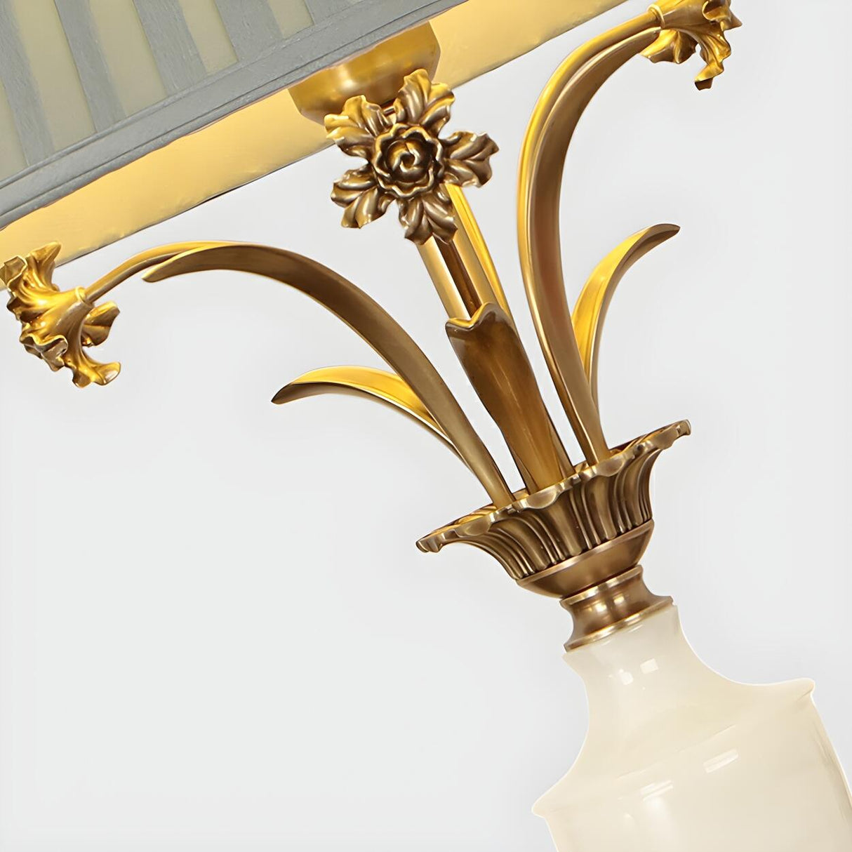 Elegant Green Pleated Shade and Gold Floor Lamp Image - 7