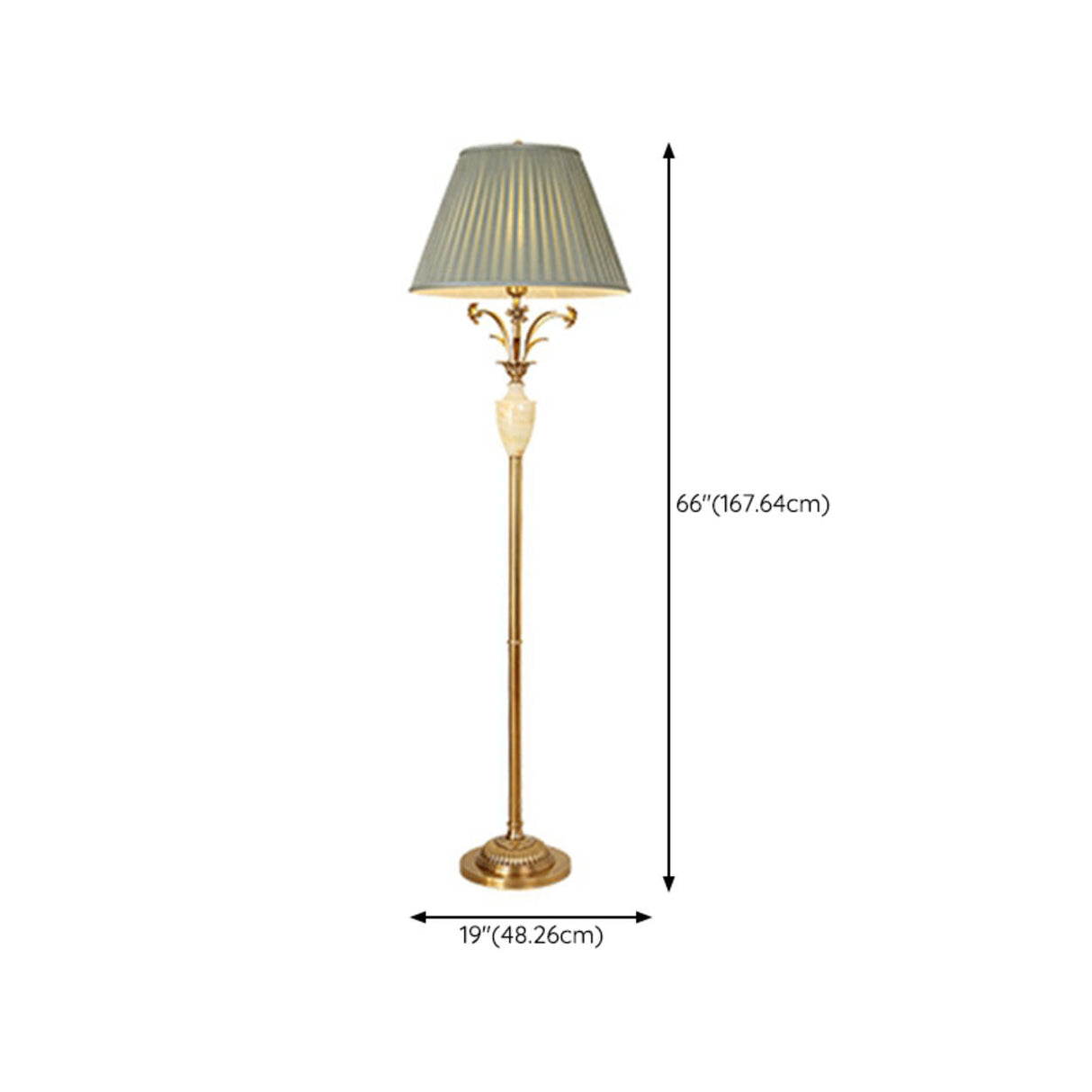 Elegant Green Pleated Shade and Gold Floor Lamp 