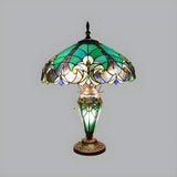 Elegant Green Tiffany Dome Stained Glass Table Lamp Image - 2