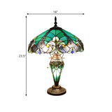 Elegant Green Tiffany Dome Stained Glass Table Lamp #size