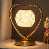 Elegant Heart Metal Frame Bell Glass Shade Table Lamp Image - 1