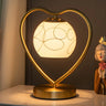 Elegant Heart Metal Frame Bell Glass Shade Table Lamp Image - 1