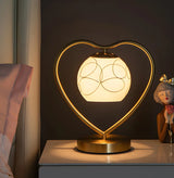 Elegant Heart Metal Frame Bell Glass Shade Table Lamp Image - 12