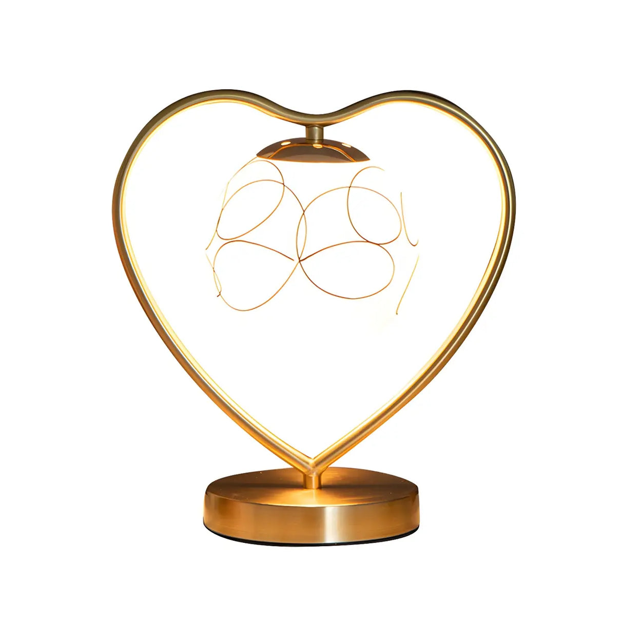 Elegant Heart Metal Frame Bell Glass Shade Table Lamp Image - 5