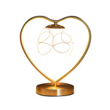 Elegant Heart Metal Frame Bell Glass Shade Table Lamp Image - 5