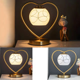 Elegant Heart Metal Frame Bell Glass Shade Table Lamp Image - 6