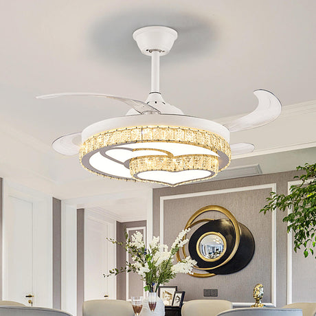 Elegant Heart Shape Modern Round Ceiling Fan with Light Image - 1