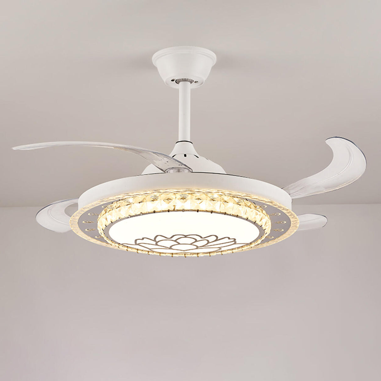 Elegant Heart Shape Modern Round Ceiling Fan with Light Image - 11