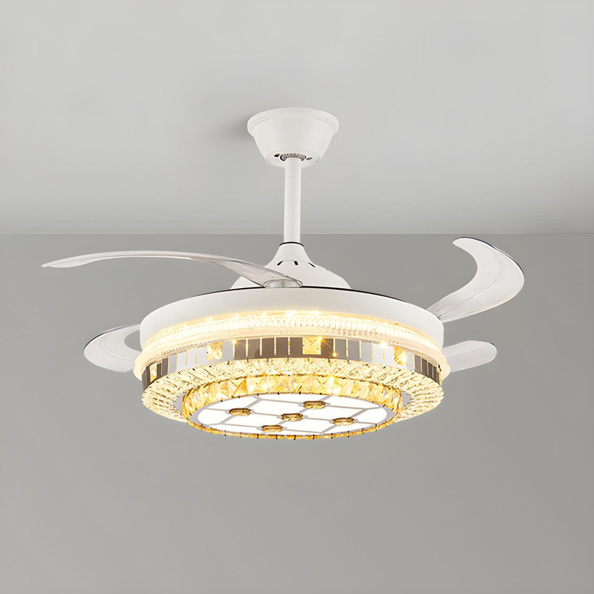 Elegant Heart Shape Modern Round Ceiling Fan with Light Image - 14