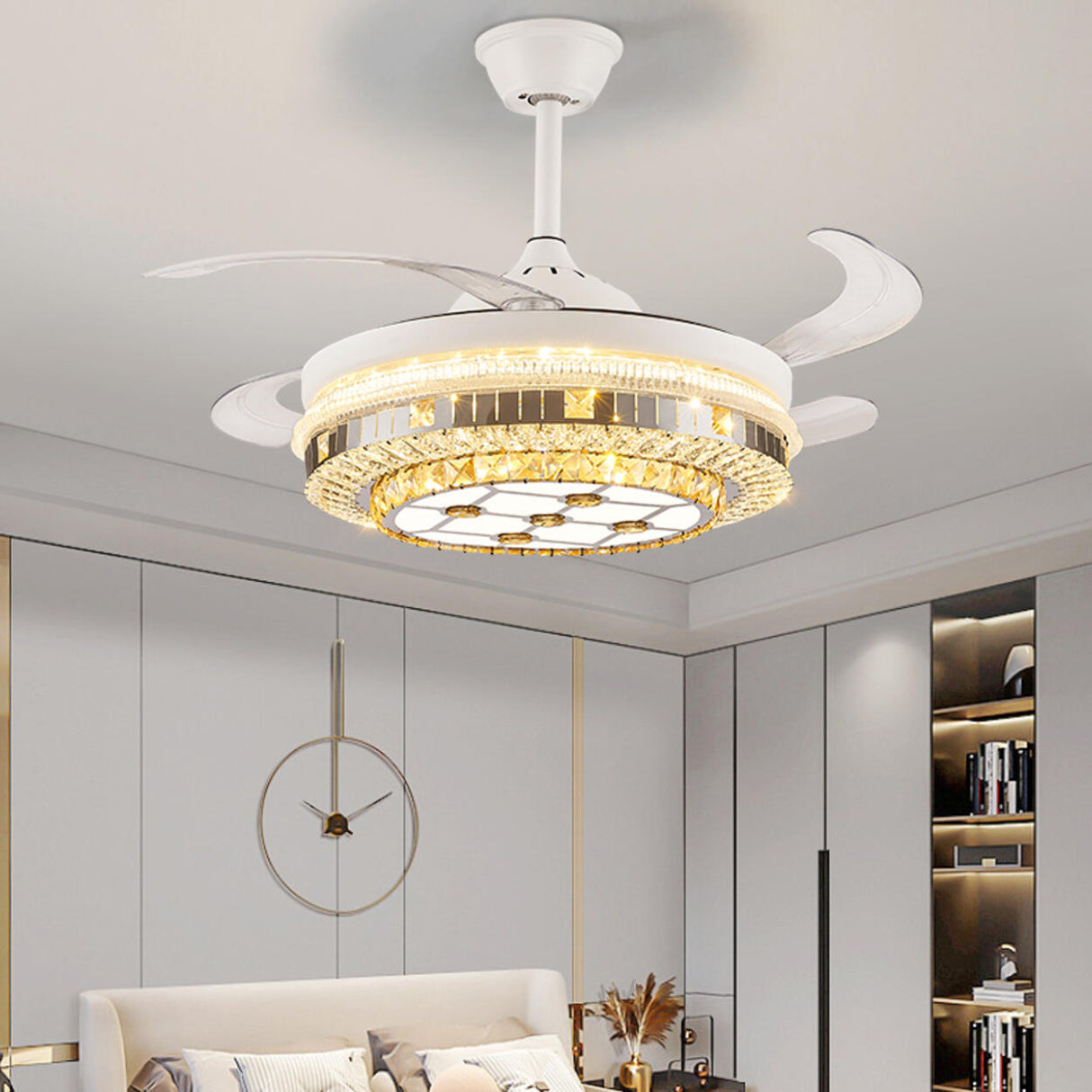 Elegant Heart Shape Modern Round Ceiling Fan with Light Image - 21