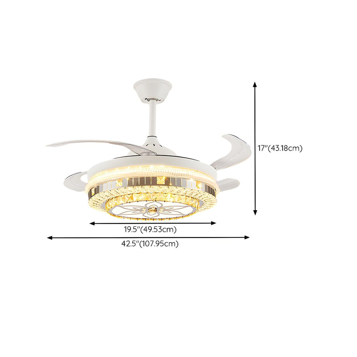 Elegant Heart Shape Modern Round Ceiling Fan with Light 