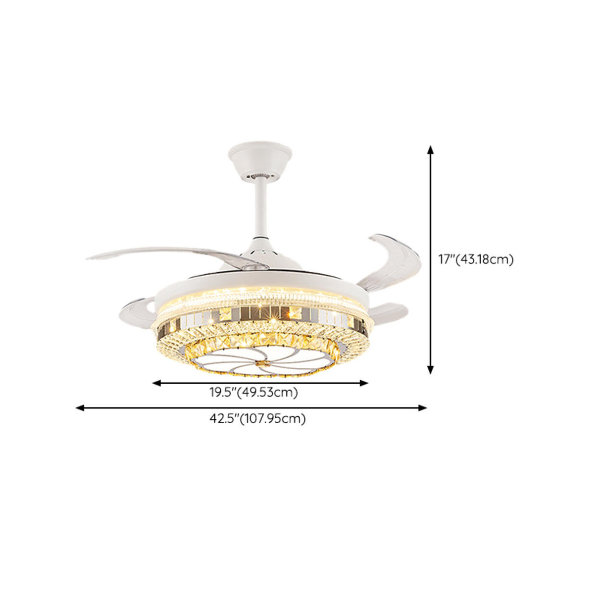 Elegant Heart Shape Modern Round Ceiling Fan with Light Image - 23