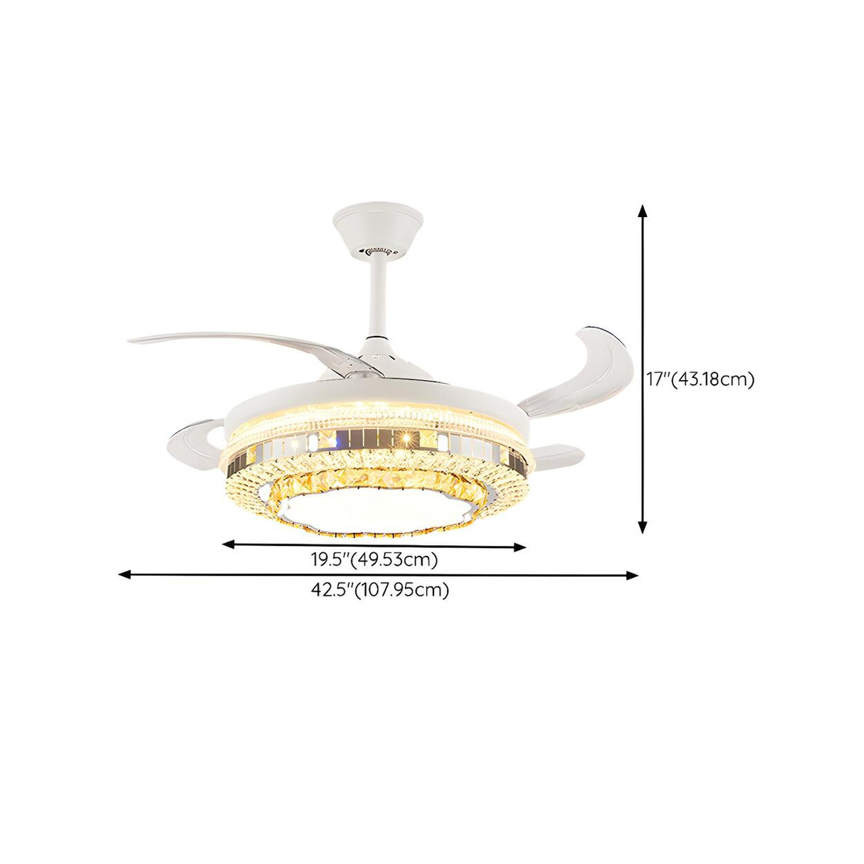 Elegant Heart Shape Modern Round Ceiling Fan with Light Image - 26