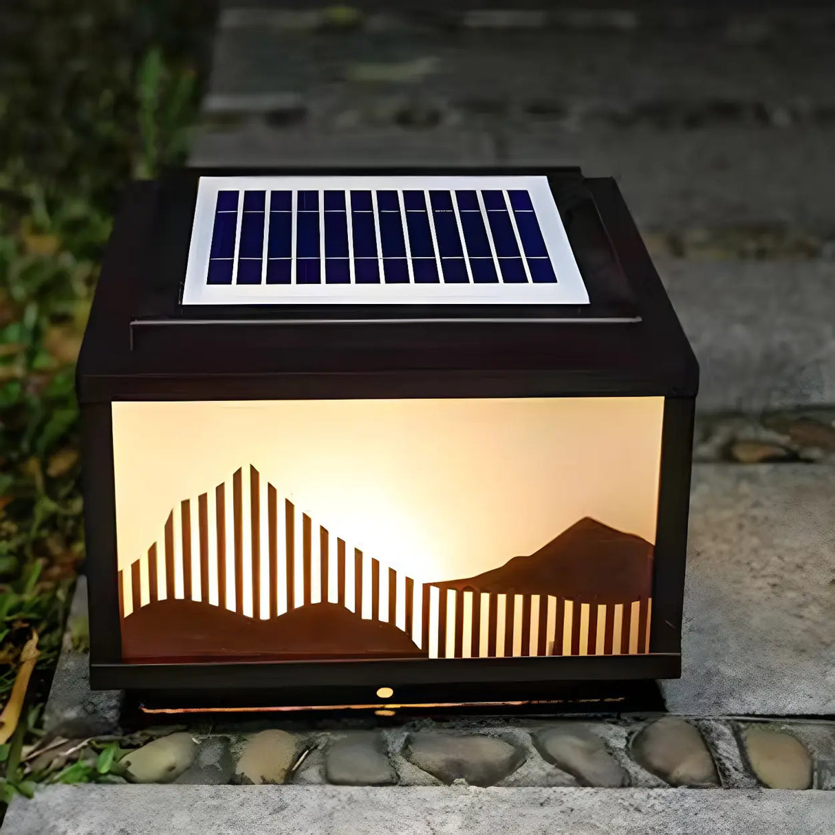 Elegant Hill Square Metal Outdoor Solar Post Light Image - 12